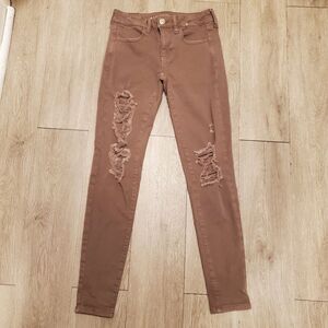 American Eagle distressed super stretch X jeggings size 4